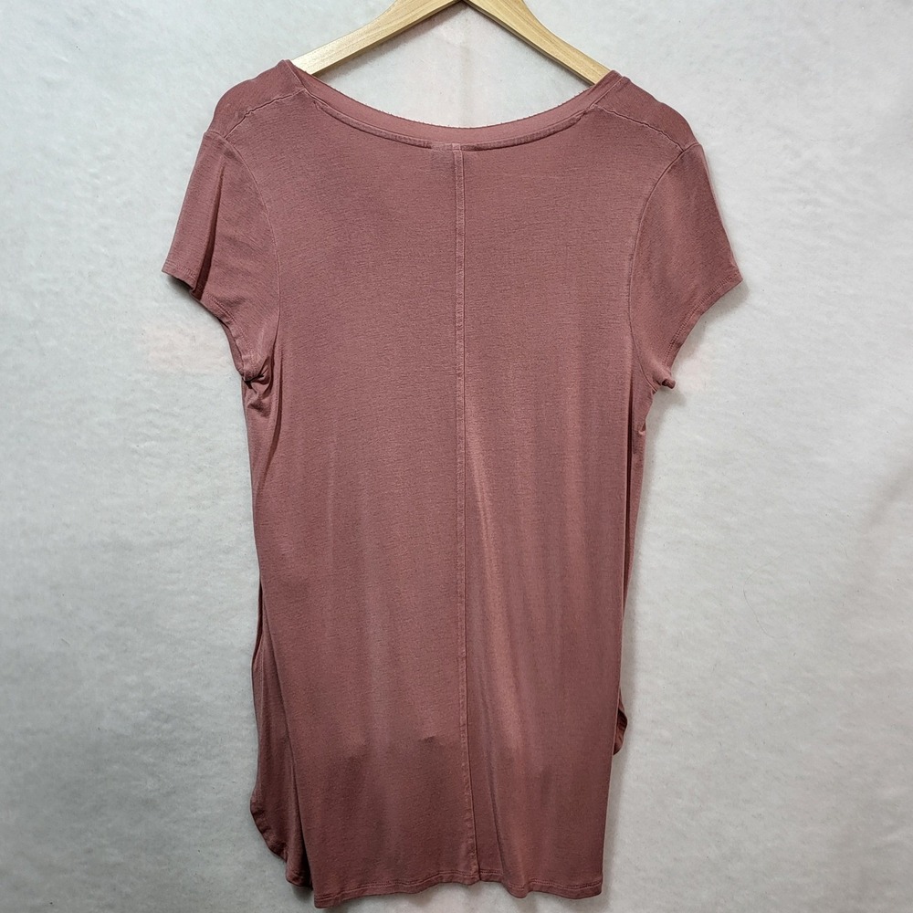 Mossimo Womens V-Neck High-Low T-Shirt Mauve Pink Short Sleeve Size M - Picture 4 of 7